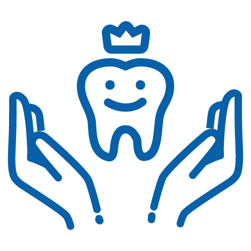 Icon fo two hands protecting a tooth with a crown